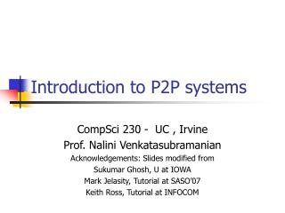 Introduction to P2P systems