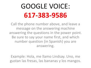 GOOGLE VOICE: 617-383-9586