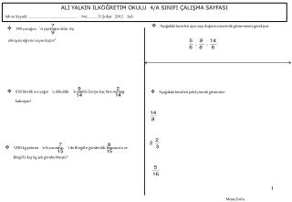 ALİ YALKIN İLKÖĞRETİM OKULU 4/A SINIFI ÇALIŞMA SAYFASI