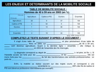 LES ENJEUX ET DETERMINANTS DE LA MOBILITE SOCIALE