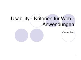 Usability - Kriterien für Web -Anwendungen