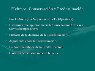 Hebreos , Conservación y Predestinación