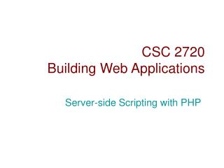 CSC 2720 Building Web Applications