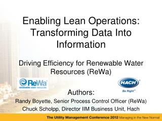 Enabling Lean Operations: Transforming Data Into Information