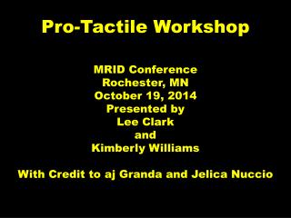 Pro-Tactile Workshop