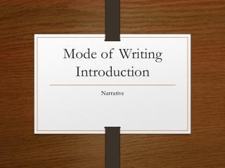 Mode of Writing Introduction