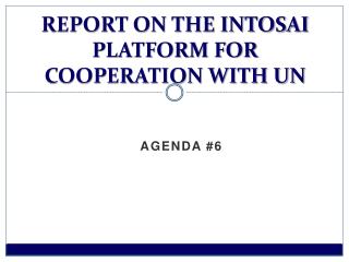 REPORT ON THE INTOSAI PLATFORM FOR COOPERATION WITH UN