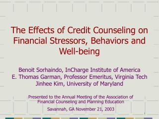 The Effects of Credit Counseling on Financial Stressors, Behaviors and Well-being