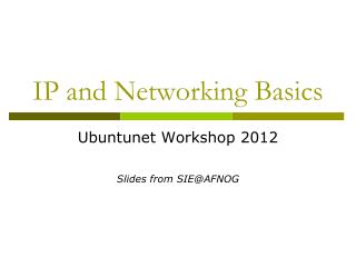 IP and Networking Basics