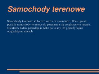 Samochody terenowe