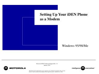 Setting Up Your iDEN Phone as a Modem