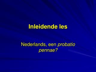 Inleidende les