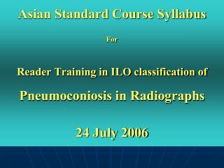 Asian Standard Course Syllabus For