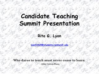 Candidate Teaching Summit Presentation