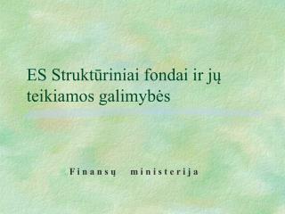ES Struktūriniai fondai ir jų teikiamos galimybės
