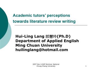 Academic tutors’ perceptions towards literature review writing