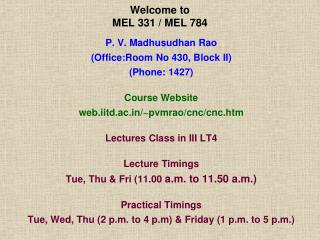 Welcome to MEL 331 / MEL 784