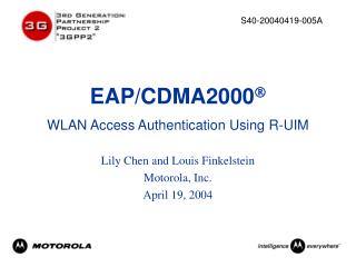 EAP/CDMA2000  WLAN Access Authentication Using R-UIM