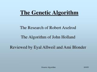 The Genetic Algorithm