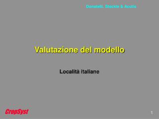 Valutazione del modello