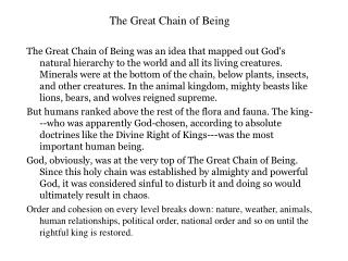 The Great Chain of Being