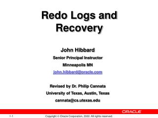 Redo Logs and Recovery