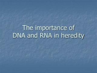 The importance of DNA and RNA in heredity