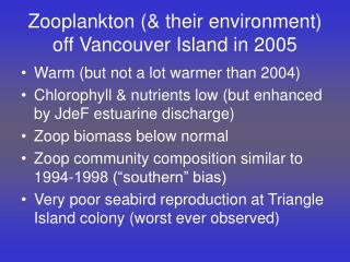 Zooplankton (&amp; their environment) off Vancouver Island in 2005