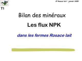 Les flux NPK dans les fermes Rosace lait