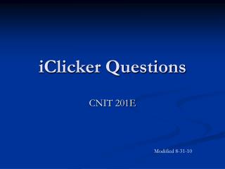 iClicker Questions