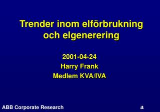 Trender inom elförbrukning och elgenerering