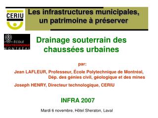 Les infrastructures municipales, un patrimoine à préserver