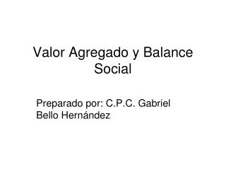 Valor Agregado y Balance Social