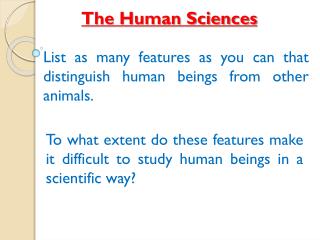 The Human Sciences