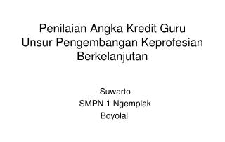 Penilaian Angka Kredit Guru Unsur Pengembangan Keprofesian Berkelanjutan