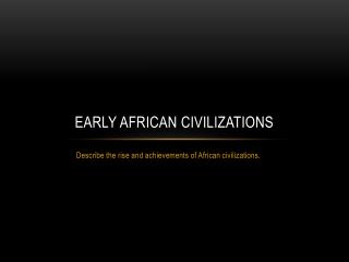 Early African Civilizations