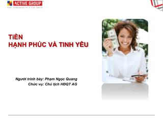 TiỀN HẠNH PHÚC VÀ TINH YÊU