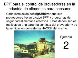 BPF para el control de proveedores en la industria de alimentos para consumo humano