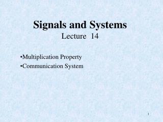 Signals and Systems Lecture 14