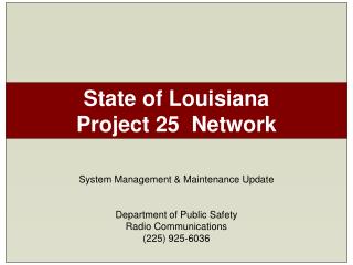 State of Louisiana Project 25 Network