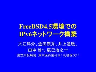 FreeBSD4.5 環境での IPv6 ネットワーク構築