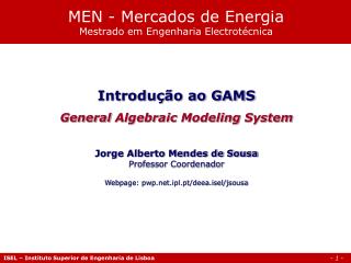 MEN - Mercados de Energia Mestrado em Engenharia Electrotécnica