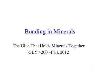 Bonding in Minerals