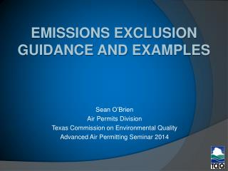 Emissions Exclusion Guidance and Examples