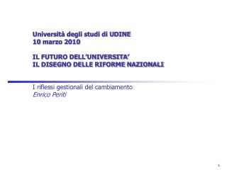 I riflessi “ gestionali ” del DDL sulla governance