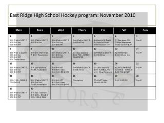 East Ridge High School Hockey program: November 2010