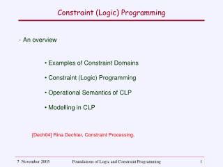 Constraint (Logic) Programming