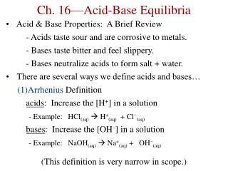 Ch. 16—Acid-Base Equilibria