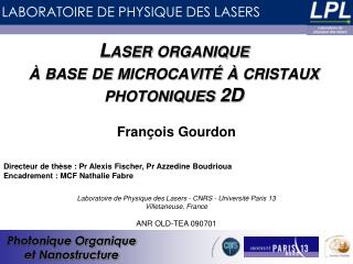 Laser organique à base de microcavité à cristaux photoniques 2D