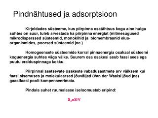 Pindnähtused ja adsorptsioon